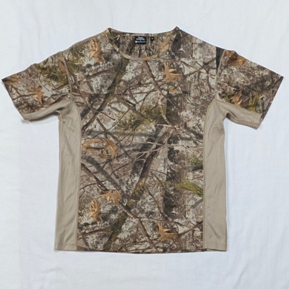 Cabela's Supertec Medalist Mens Camo Shirt Zonz Woodland Mesh Hunting Top Medium